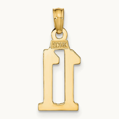 Polished Number 11 Pendant — 14K Yellow Gold