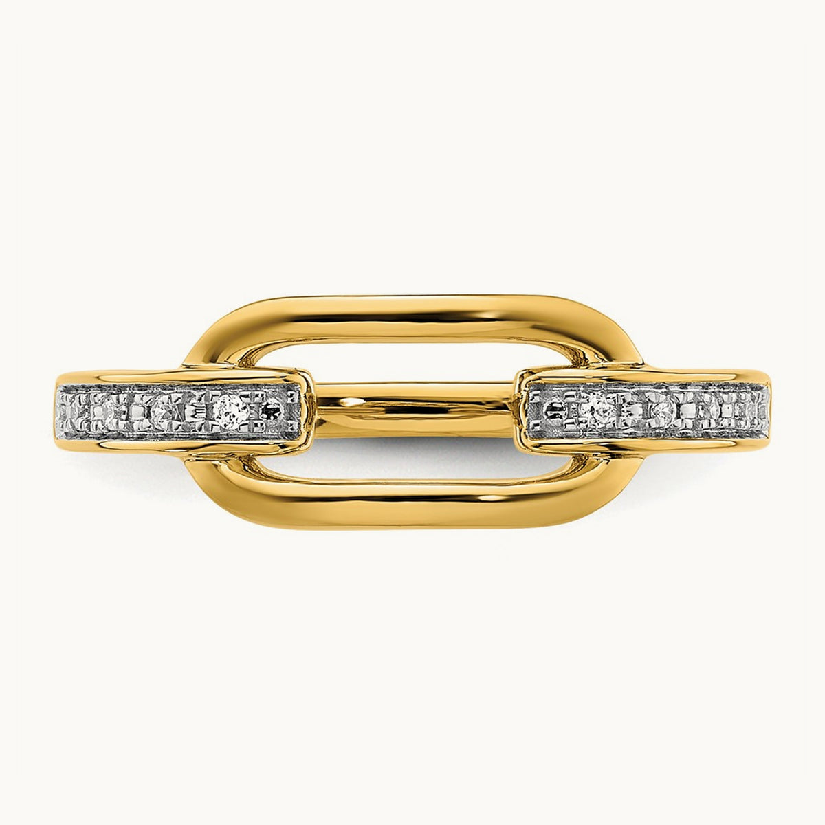 Polished Diamond Link Fashion Ring, 14K