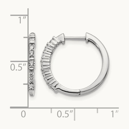 Diamond Hinged Hoop Earrings, 14K White Gold