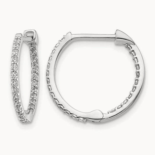 Diamond In/Out Hinged Hoop Earrings — 14K White Gold, 16mm