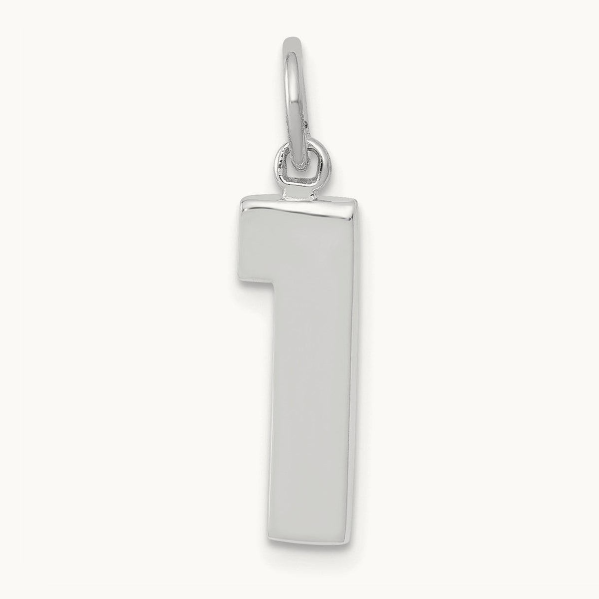 Medium Polished Number 1 Charm — 14K White Gold