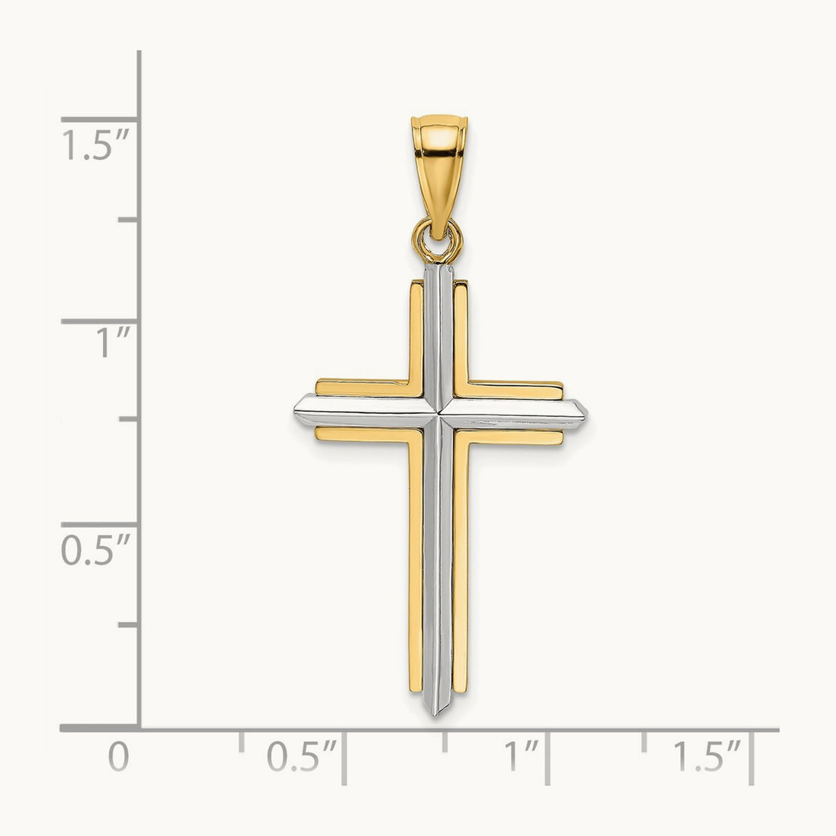 Polished Cross Charm, 14K Two-tone