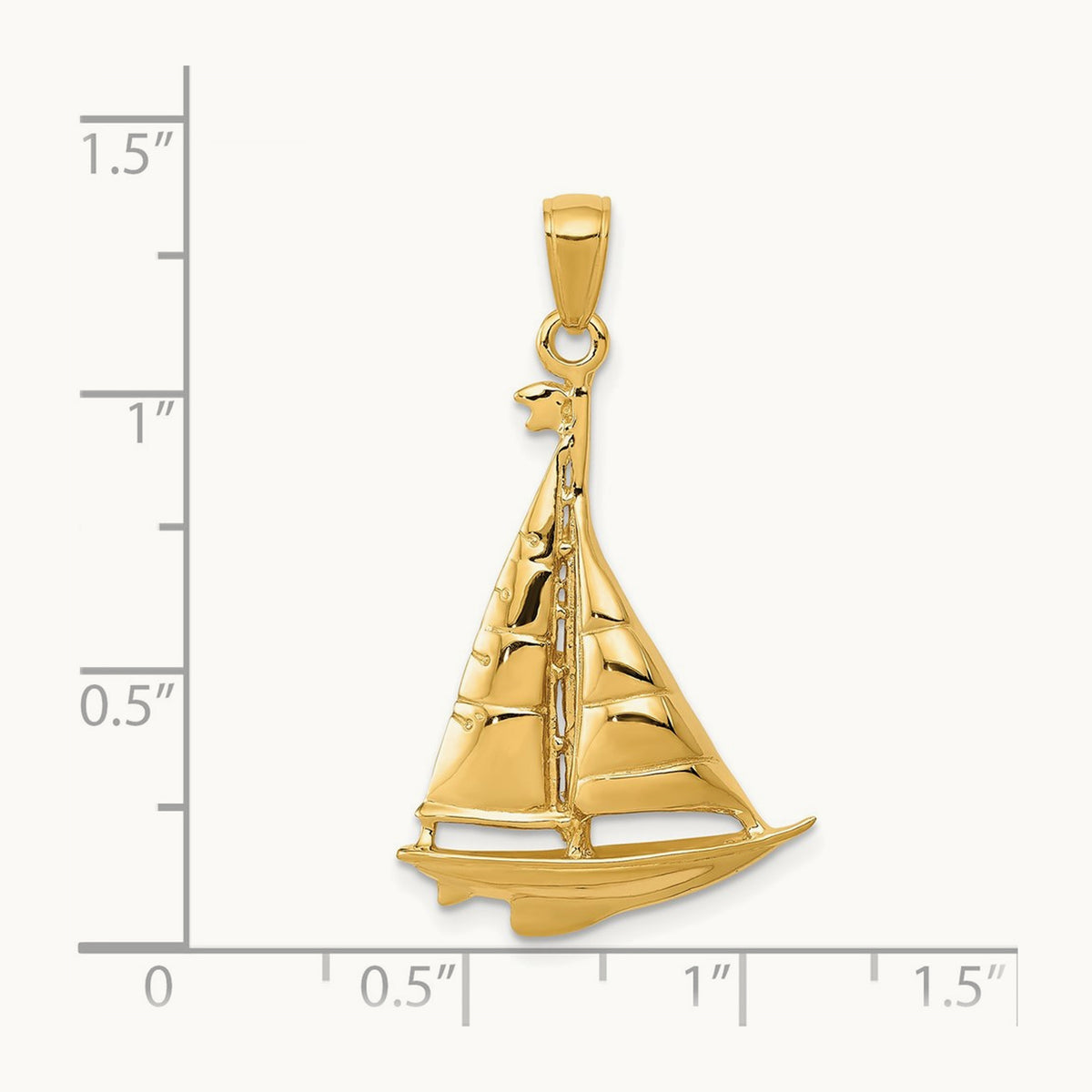 Polished Sailboat Pendant, 14K