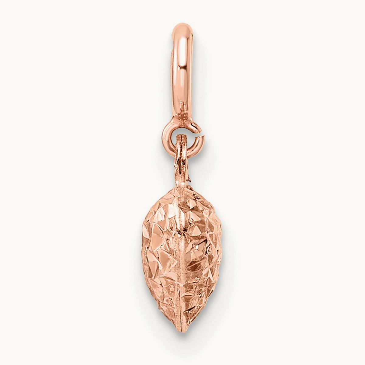 Diamond-cut Heart Spring Ring Charm Pendant — 14K Rose Gold