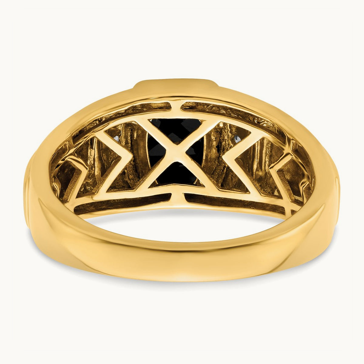 Onyx and Diamond Mens Ring, 14K Two-tone