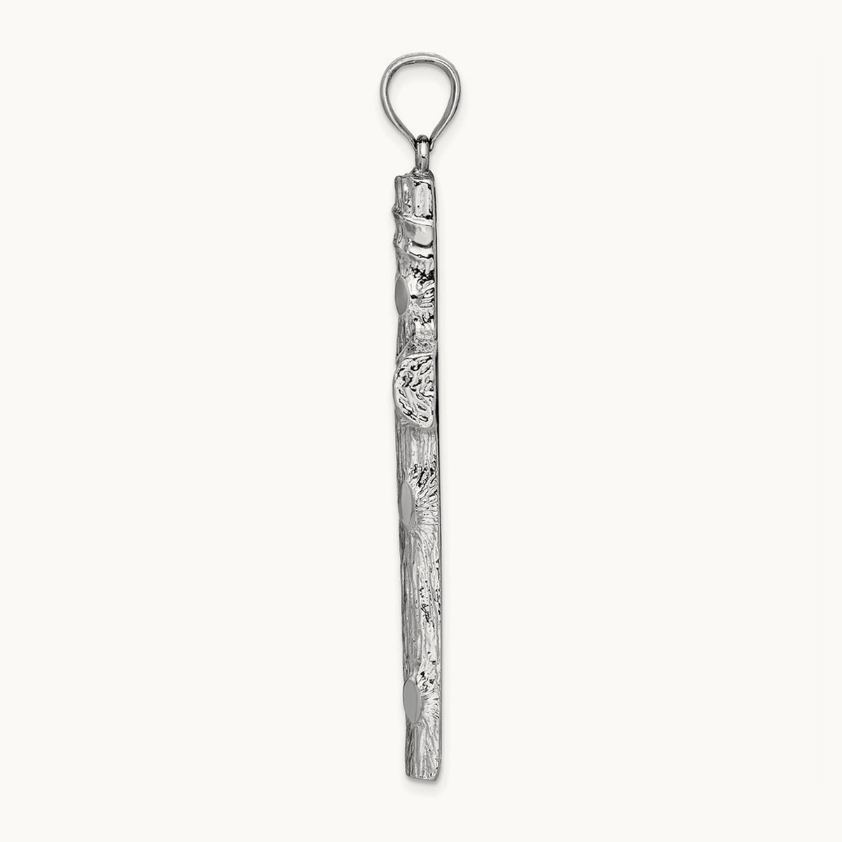 Large Tree Textured Cross Pendant — 14K White Gold