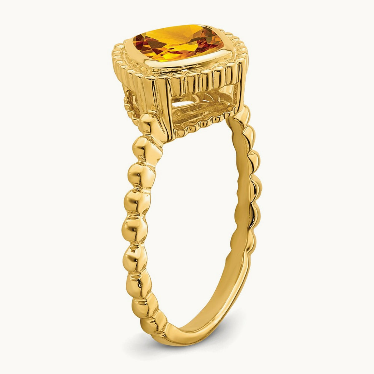 Cushion Citrine Ring — 14K Yellow Gold, 7
