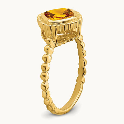 Cushion Citrine Ring — 14K Yellow Gold, 7