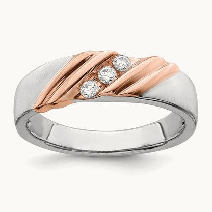 Men's Diamond Band, 14K White with Rose Gold