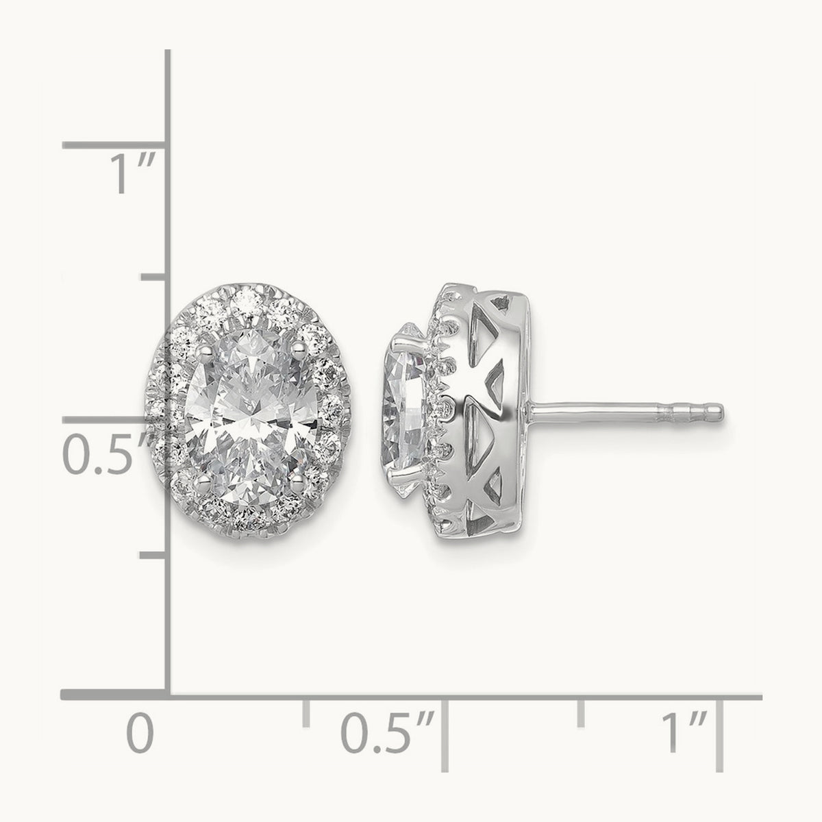 Oval Halo Post Earrings, 2.50 ct tw Lab-Grown Diamond — 14K White Gold