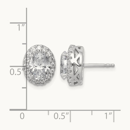 Oval Halo Post Earrings, 2.50 ct tw Lab-Grown Diamond — 14K White Gold
