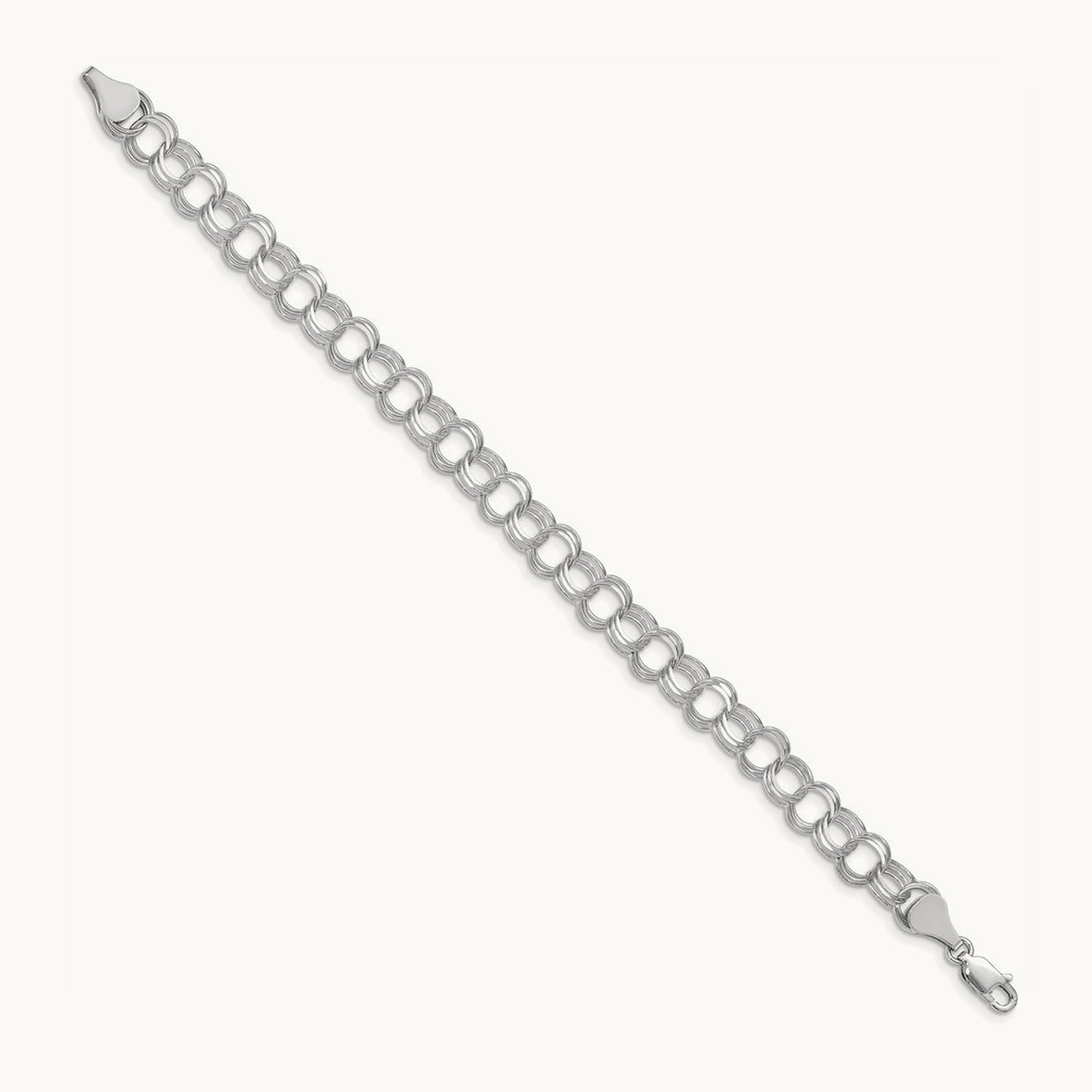 Triple Link Charm Bracelet — 14K White Gold, 7mm