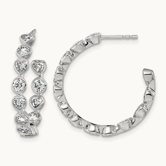 Post Round/Heart Hoop Earrings, 2.50-3.25 ct tw Lab-Grown Diamond