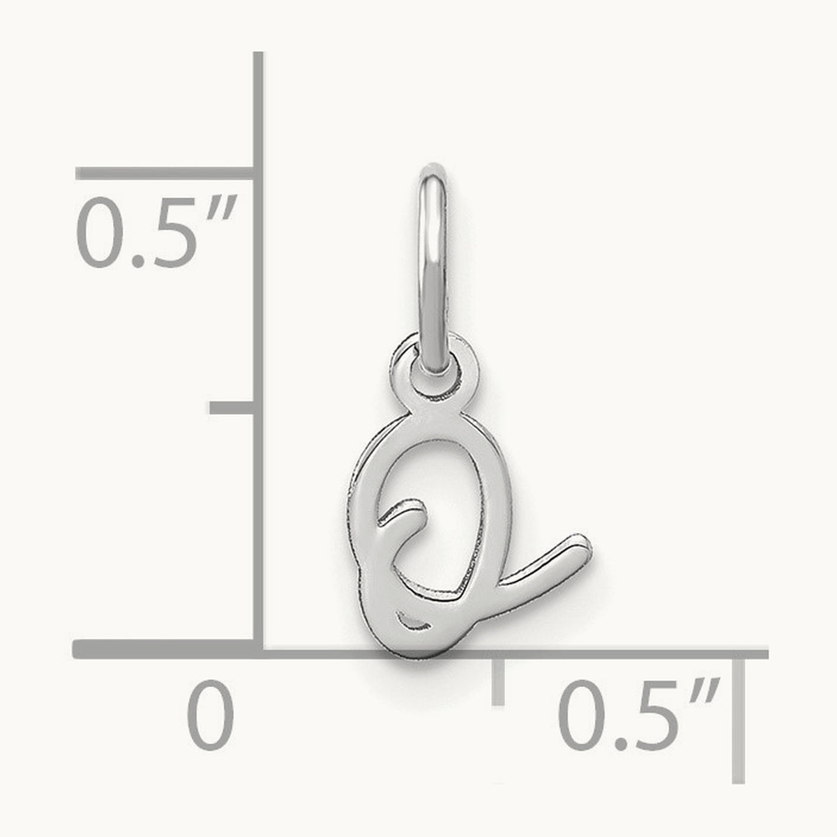 Upper case Initial Charm — 14K White Gold, O