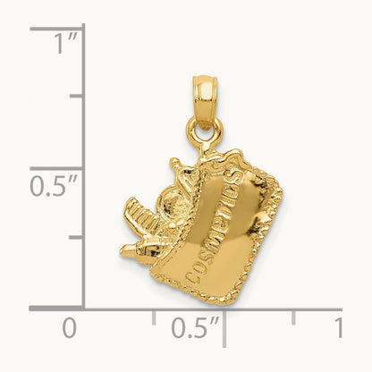 Satin 3-D Cosmetic Pouch Pendant, 14K