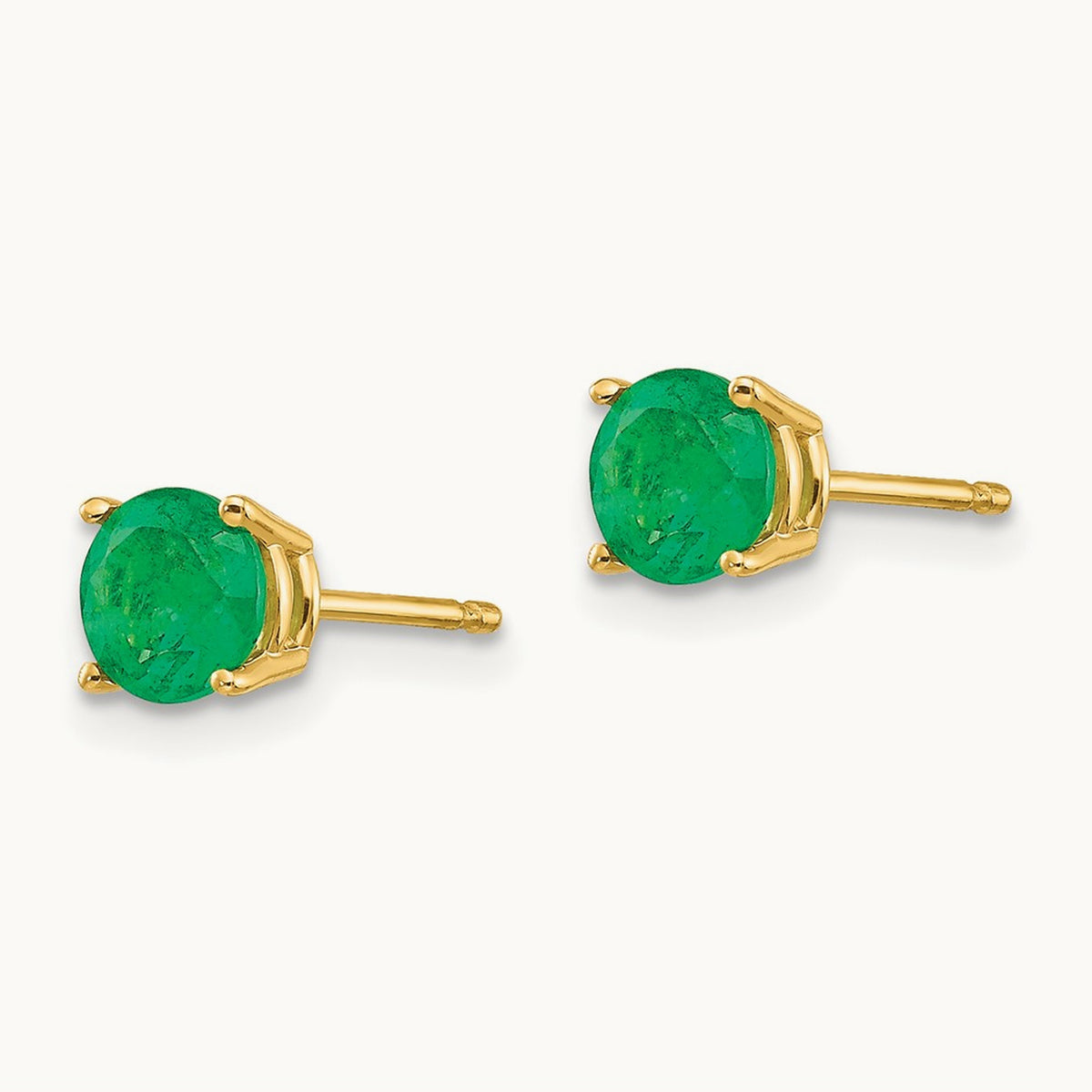 Emerald Post Earrings, 14K