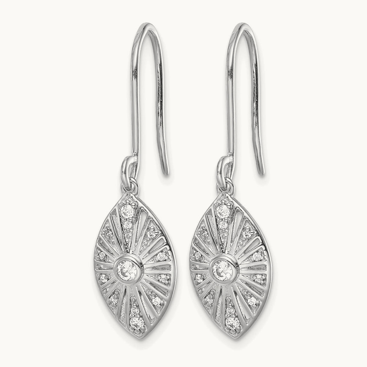 Diamond Vintage Dangle Earrings, 14K White Gold