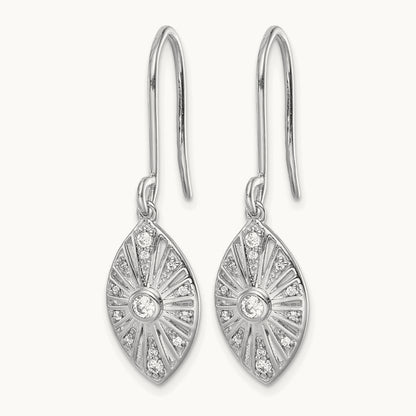 Diamond Vintage Dangle Earrings, 14K White Gold