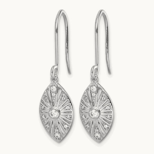 Diamond Vintage Dangle Earrings, 14K White Gold