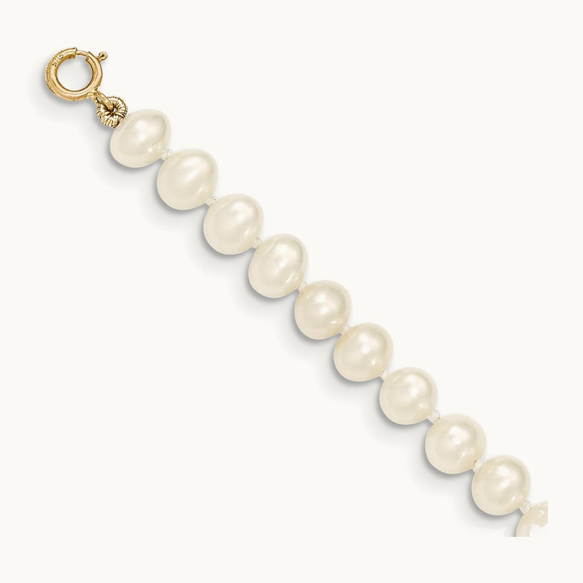 5- White Semi Round Freshwater Cultured Pearl Necklace, 14K