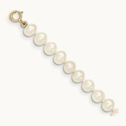 5- White Semi Round Freshwater Cultured Pearl Necklace, 14K