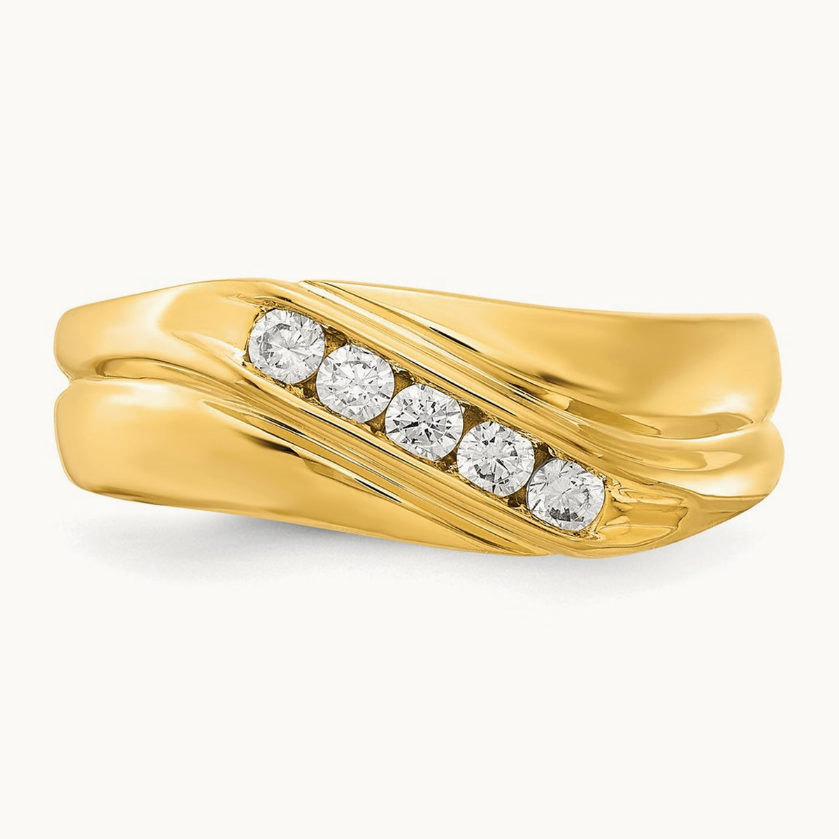 5 Stone Men's Ring, 0.25 ct tw Lab-Grown Diamond — 14K Yellow Gold, 10