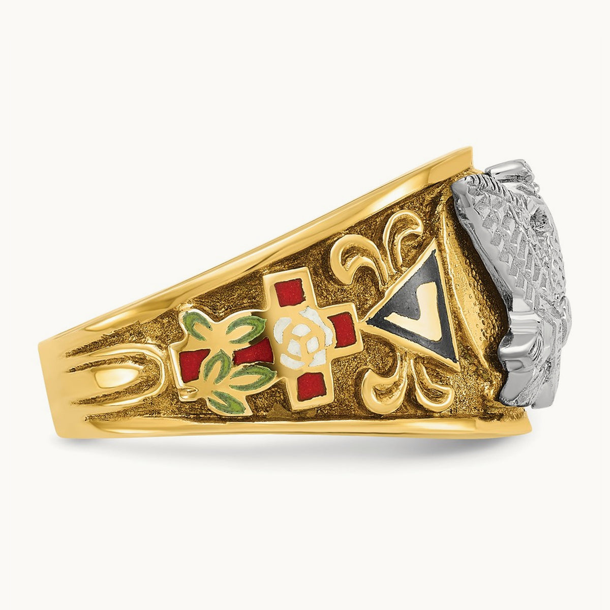 14ktt IBGoodman Men's Textured & Enameled 33rd Degree Masonic Ring