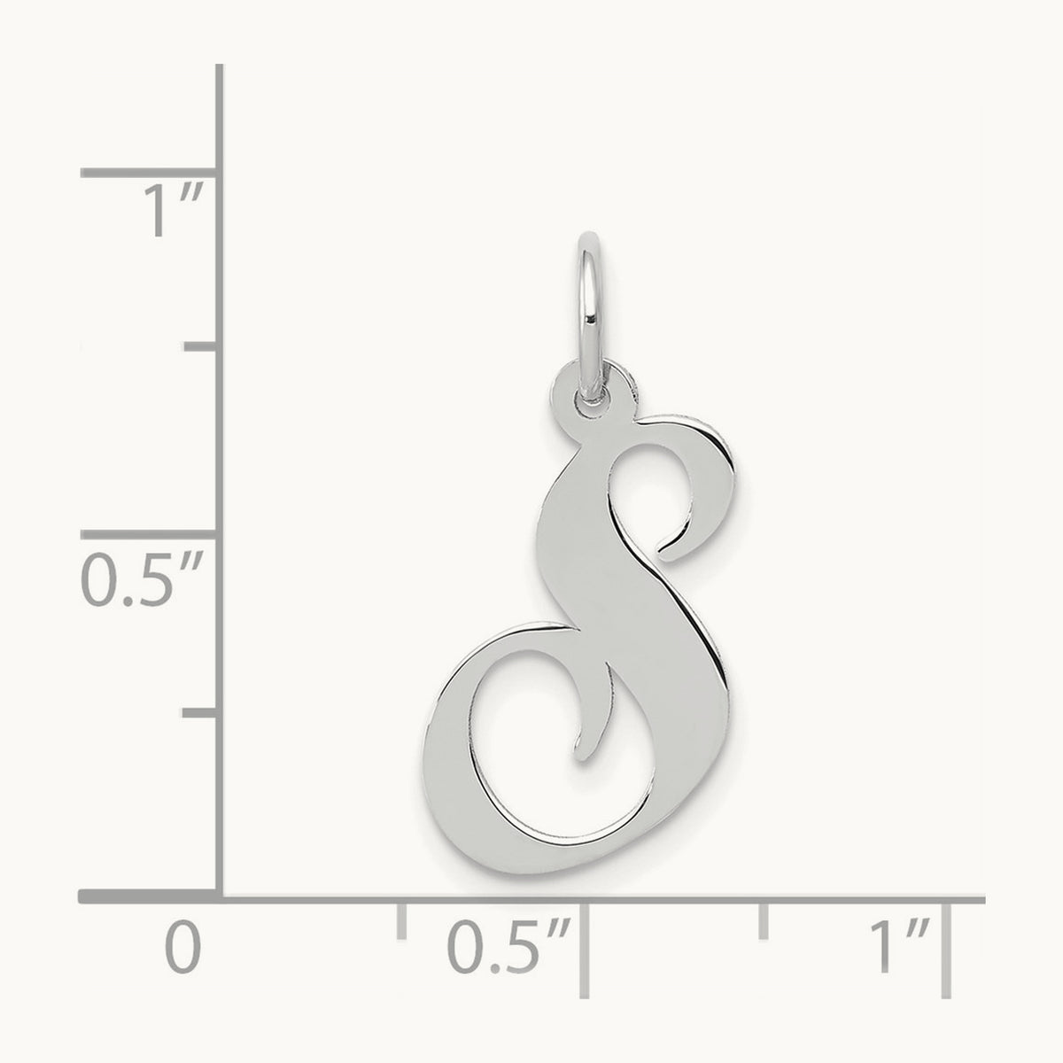 Medium Fancy Script Initial Charm — 14K White Gold, S
