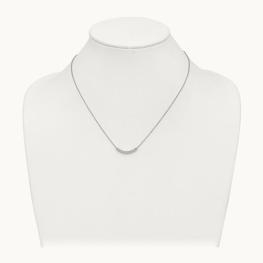 Diamond Curved Bar 18 inch Necklace — 14K White Gold