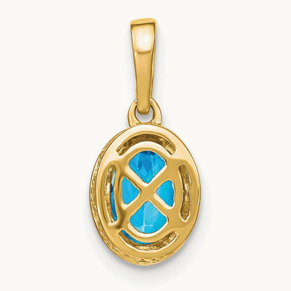 Oval Blue Topaz and Diamond Pendant — photo set