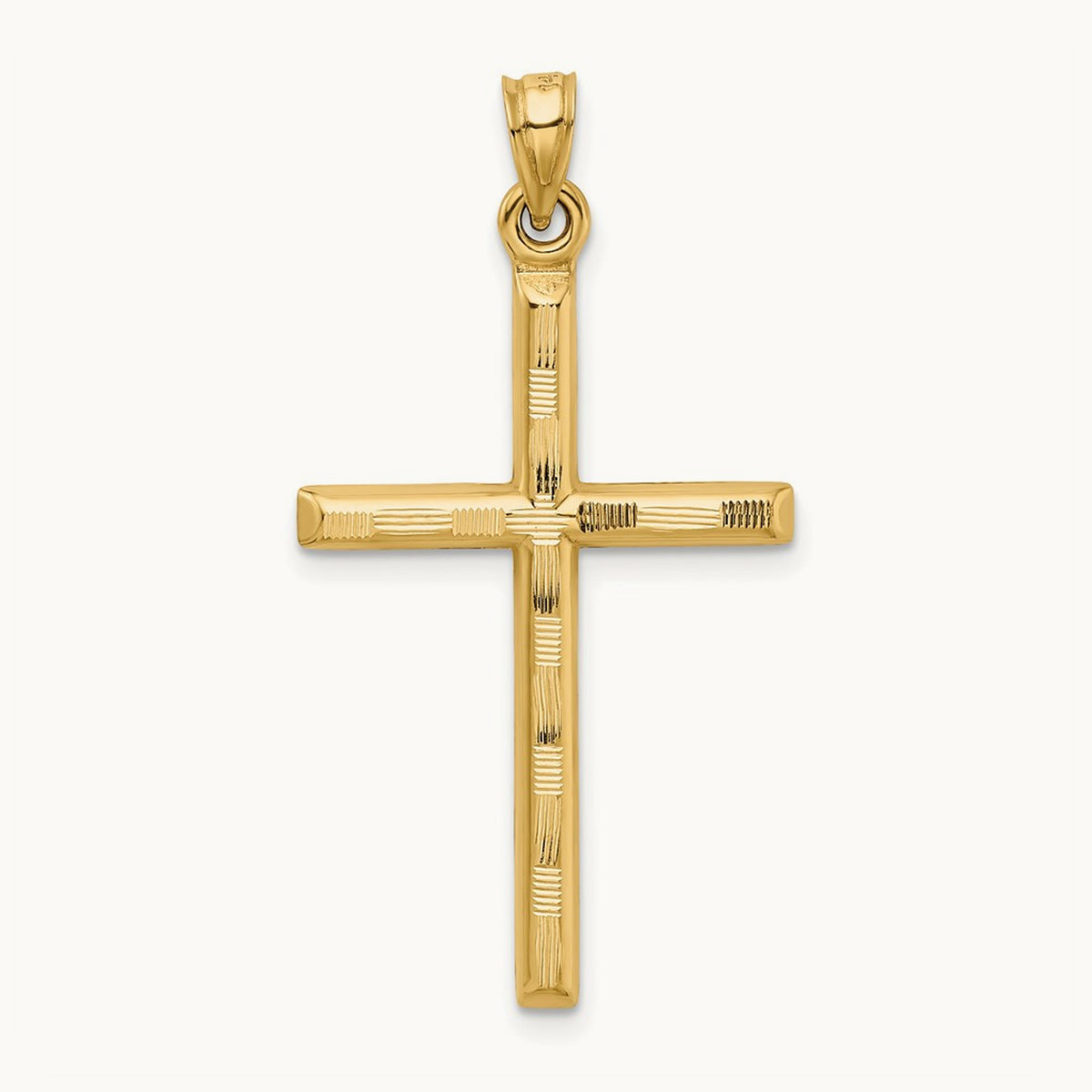 Hollow Diamond-cut Cross Pendant, 14K