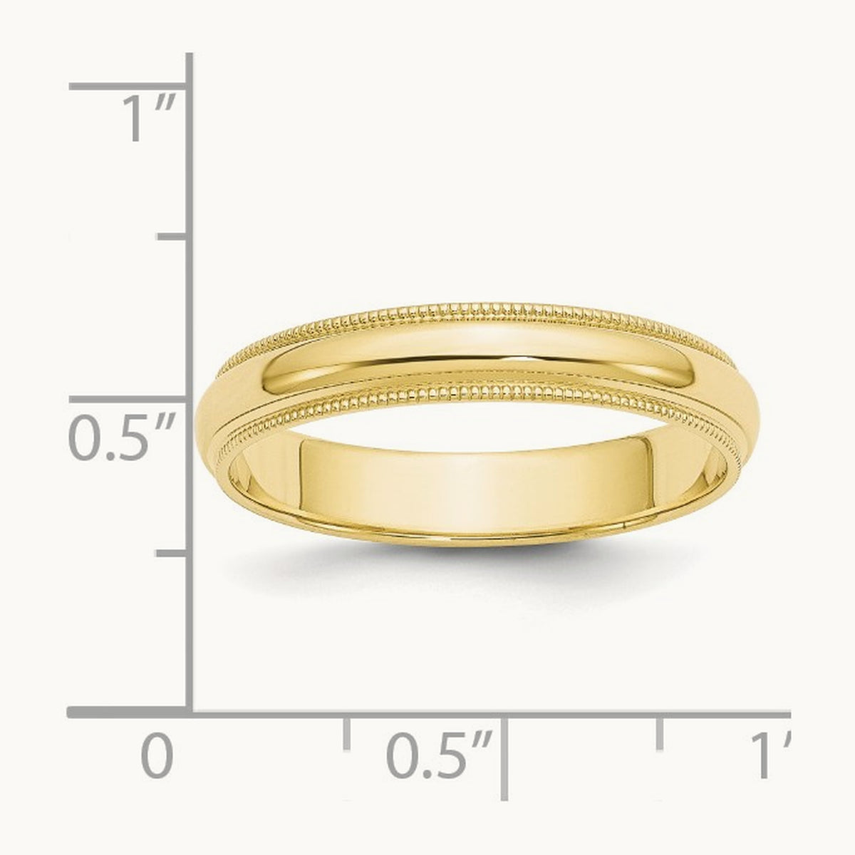 Milgrain Half Round Band, 4mm, 10K Yellow Gold