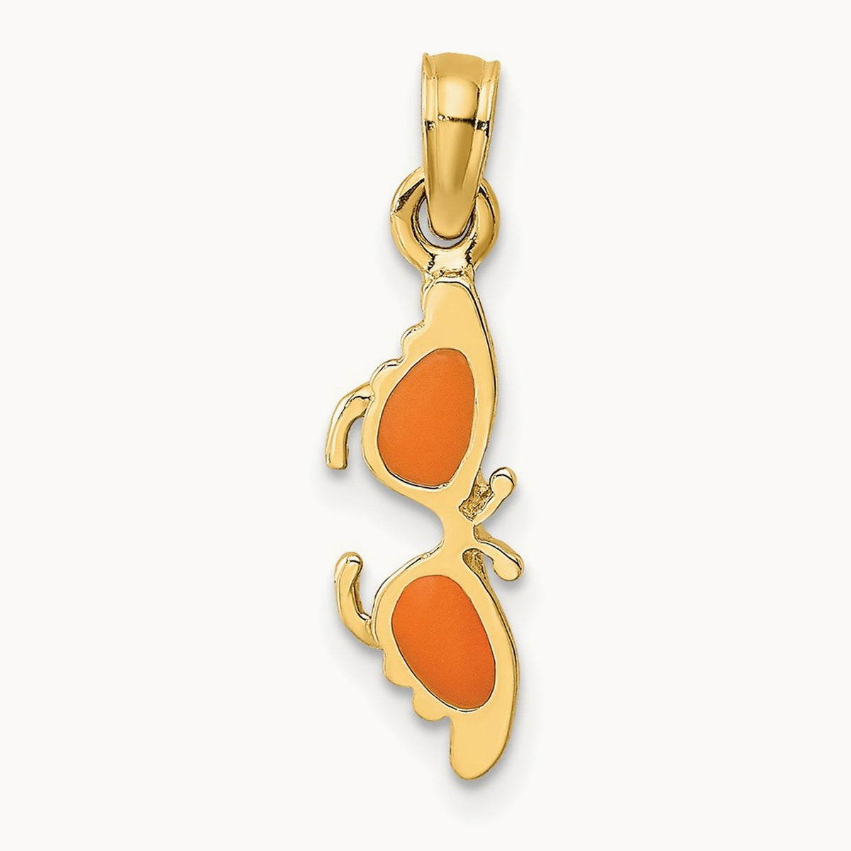 Orange Enameled Butterfly Sunglasses Charm, 14K