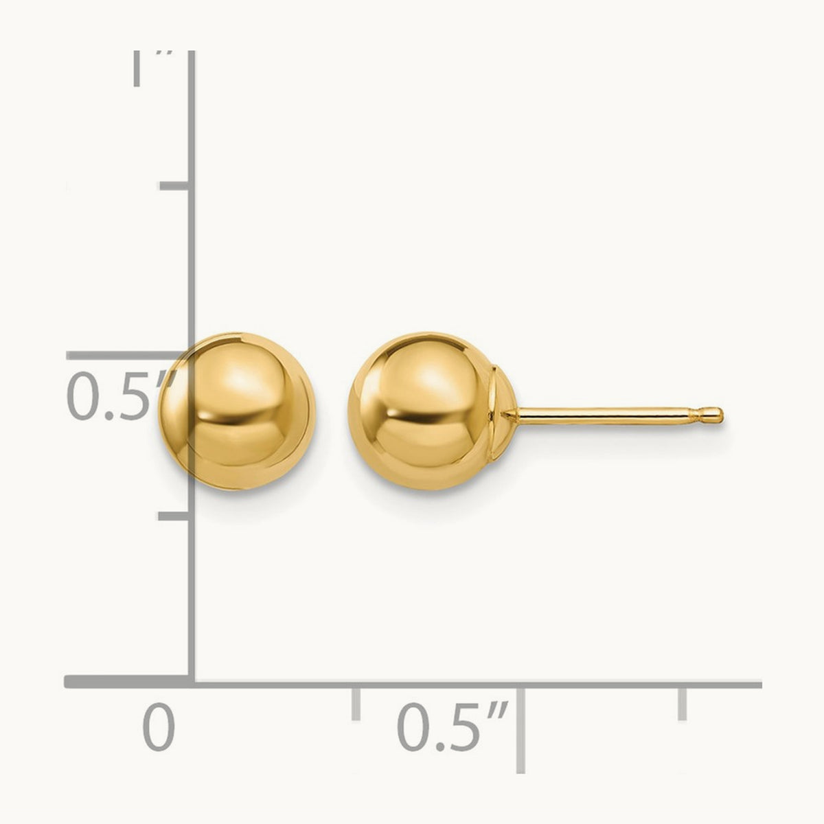 Polished Ball Post Earrings — 14K Yellow Gold, 6mm