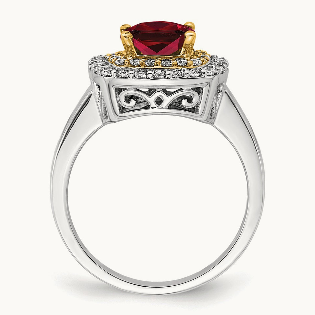 Created Ruby Ring, 0.50 ct tw Lab-Grown Diamond