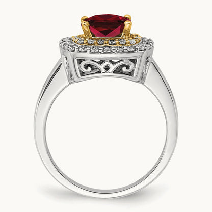 Created Ruby Ring, 0.50 ct tw Lab-Grown Diamond