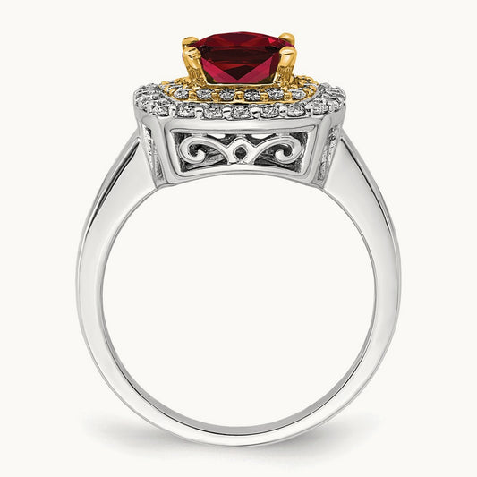 Created Ruby Ring, 0.50 ct tw Lab-Grown Diamond