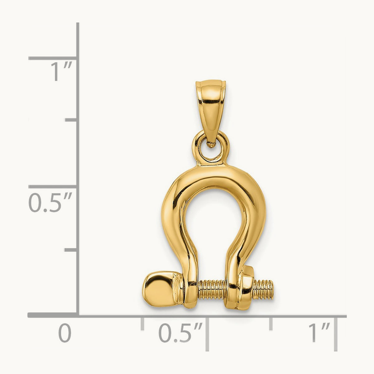 3-D Medium Shackle Link Screw Charm, 14K