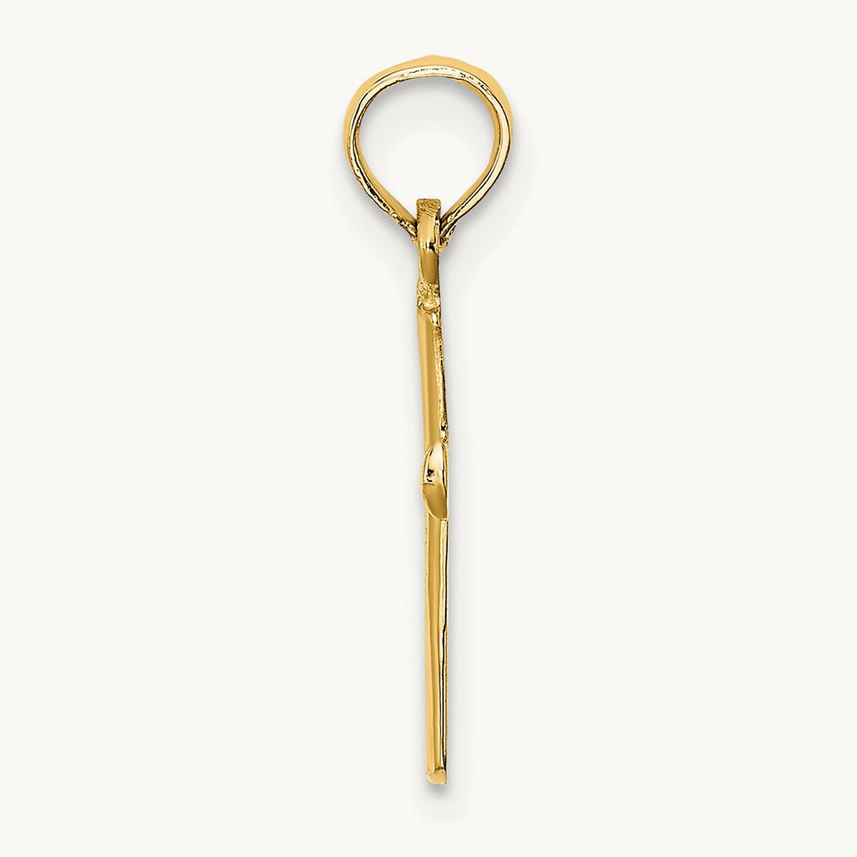 Polished Beveled Cross w/ Round Tips Charm — 14K Yellow Gold, 17.8mm