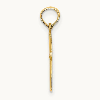 Polished Beveled Cross w/ Round Tips Charm — 14K Yellow Gold, 17.8mm