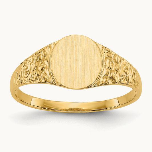 7.0x8. Closed Back Signet Ring, 0mm, 14K