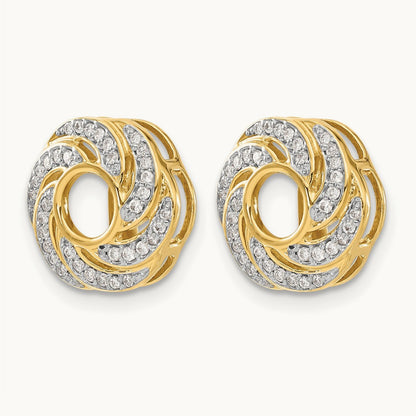 Swirl Diamond Jacket Earrings — 14K White Gold, 0.252 ct