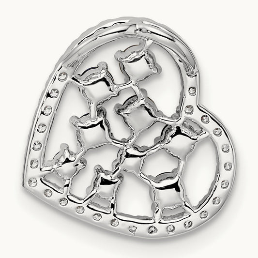 Polished Diamond and Ruby Heart Chain Slide, 14K White Gold