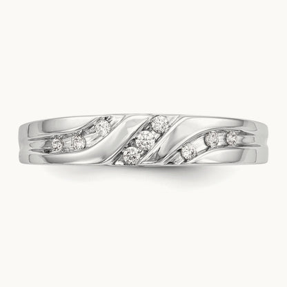 Complete Diamond Trio Men's Wedding Band, 14K White Gold