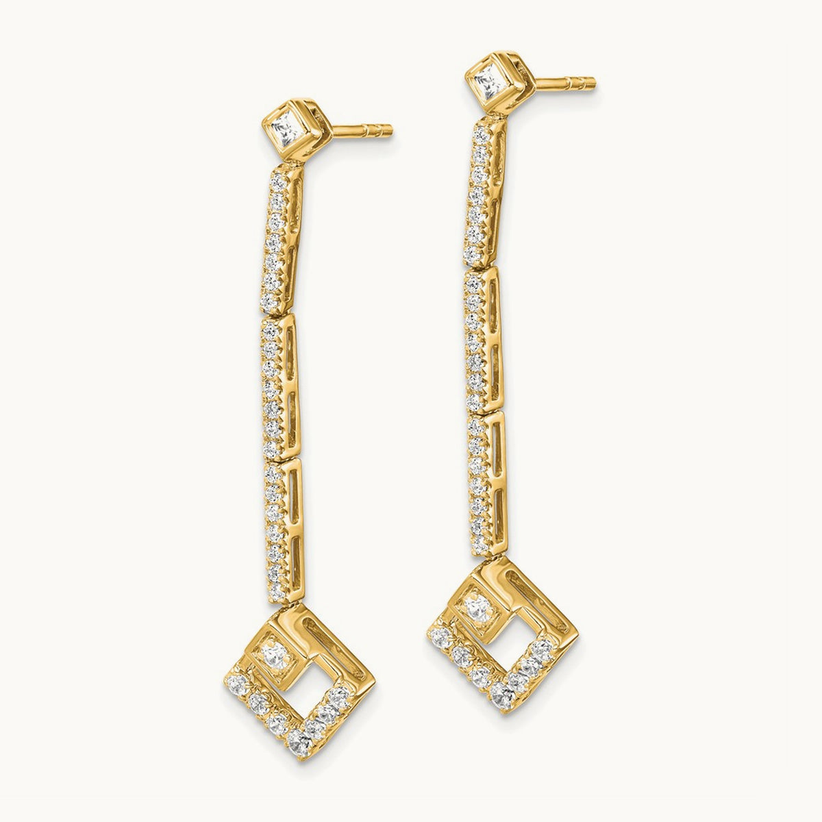 Dangle Post Earrings, 0.50 ct tw Lab-Grown Diamond — 14K Yellow Gold