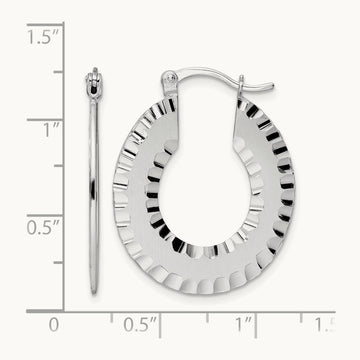 Radiant Essence SS Rhod-plated Brushed D/C Hoop Earrings — Leslie's