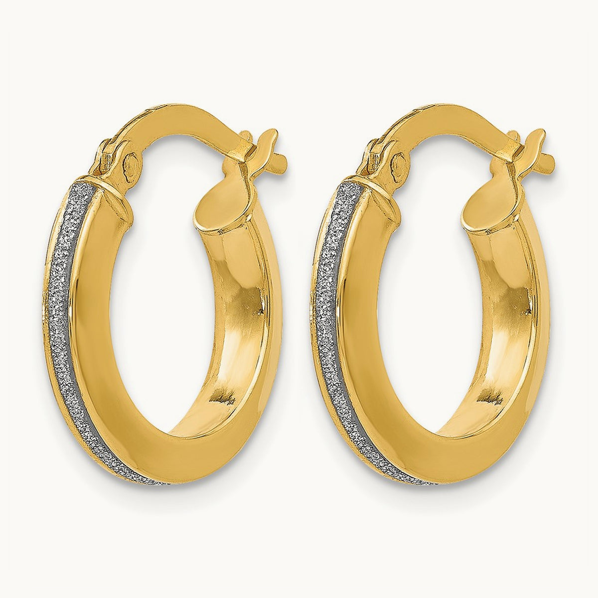 Polished Glimmer Infused Hoop Earrings — 14K Yellow Gold, 14.5mm