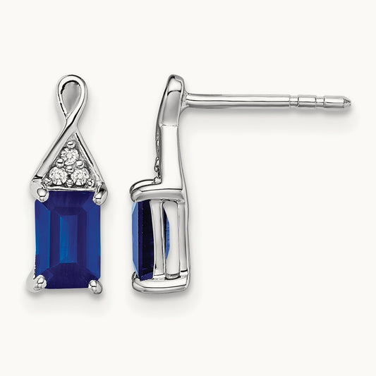 Sapphire and Diamond Earrings — 14K White Gold