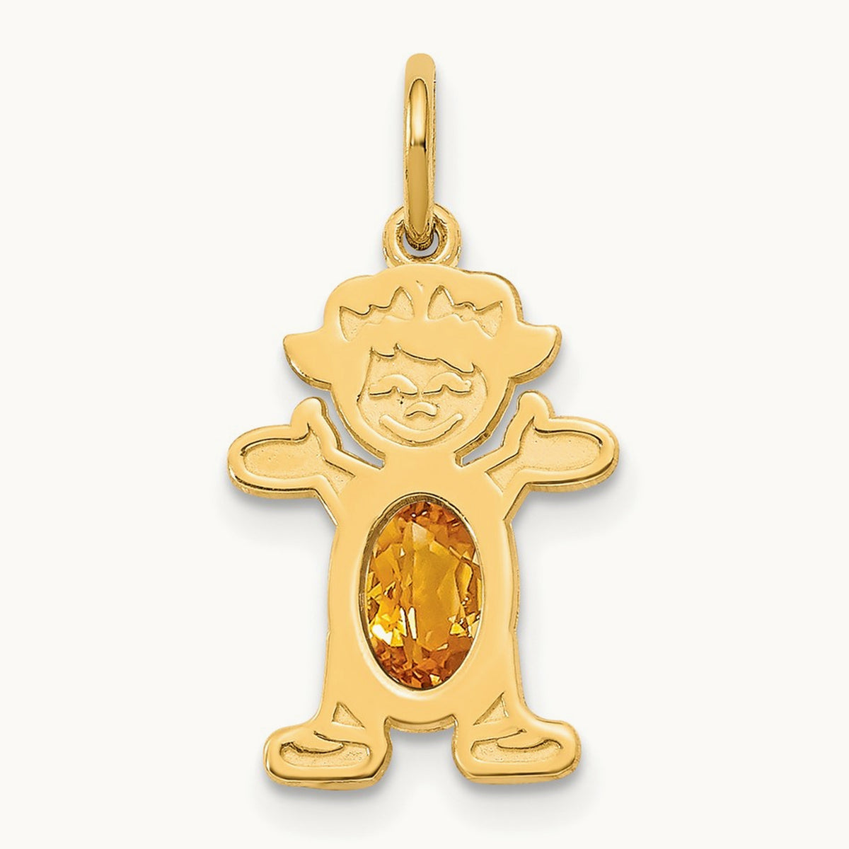 Girl 6x4 Oval Genuine Citrine-November — 14K Yellow Gold