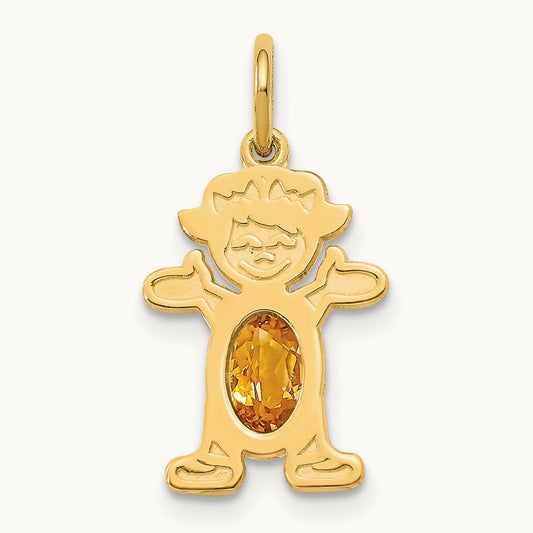 Girl 6x4 Oval Genuine Citrine-November — 14K Yellow Gold